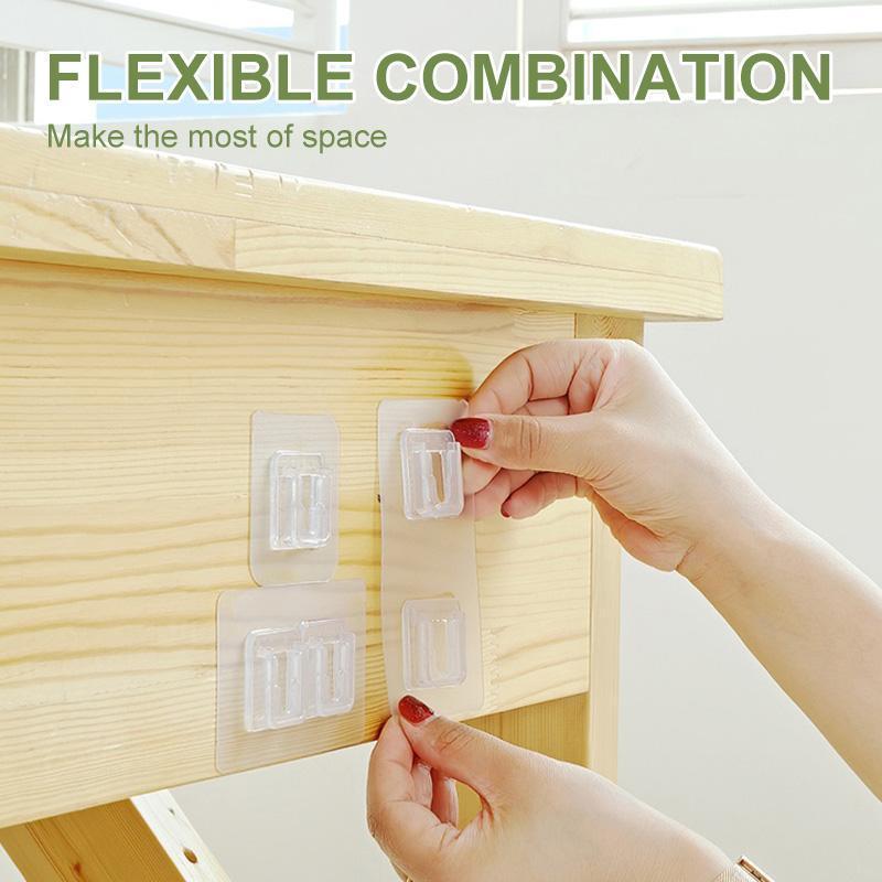 Dobbelt sided klebende kroker for en hullfri oppbevaring